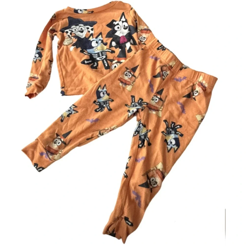 Bluey Halloween Pajama Set 2T Toddler Halloween Sleepwear Orange Long Sleeve PJ